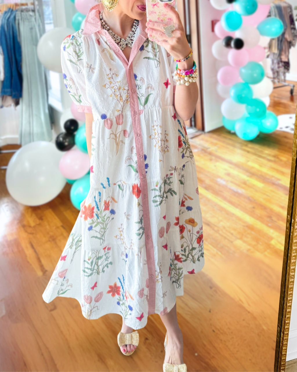 Floral Poplin Print Shirt Dress