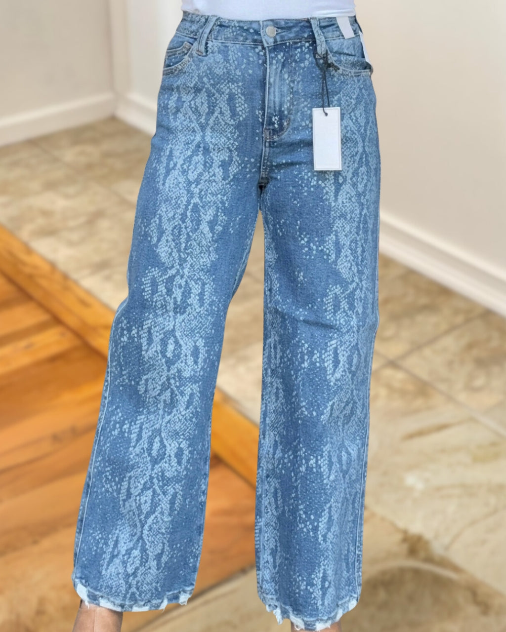 Stylish Snakeskin Denim Pants