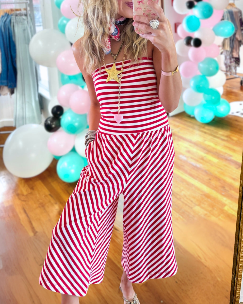 Chic Strapless Striped Jumpsuit