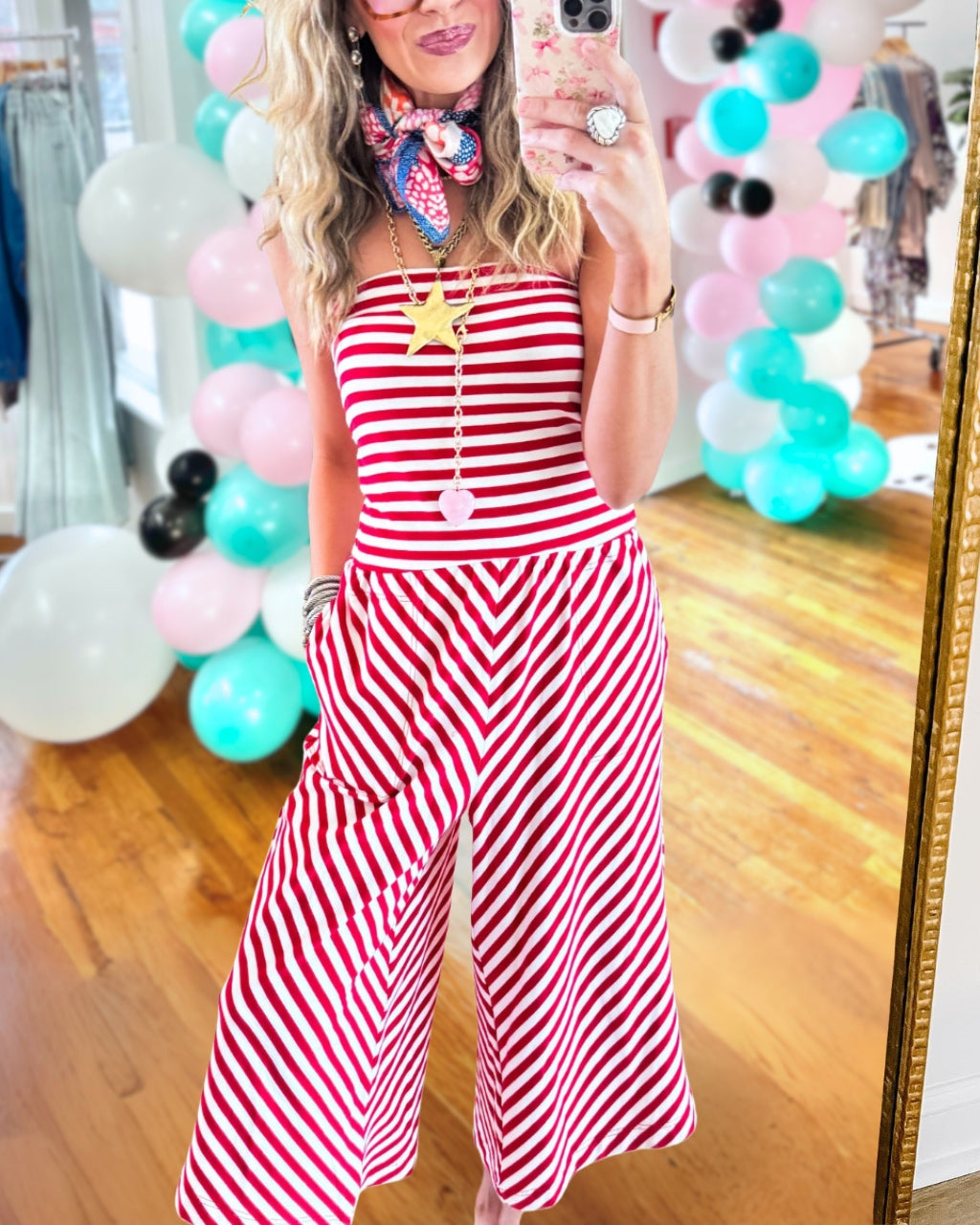 Chic Strapless Striped Jumpsuit