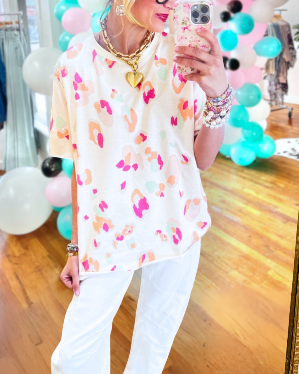 Colorful Leopard Crewneck T-Shirt