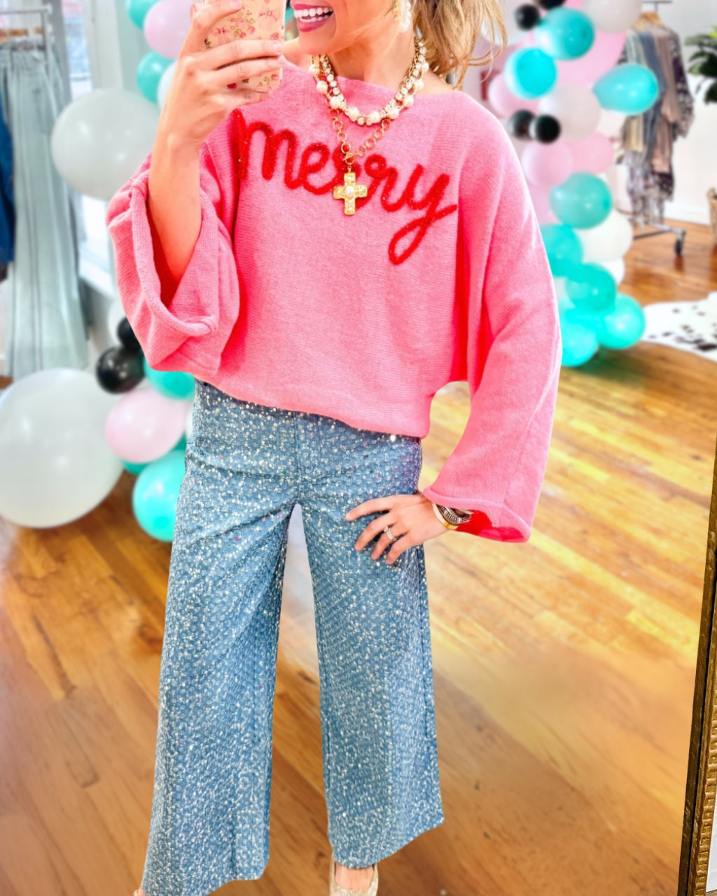 Sparkly Sequin Denim Jeans