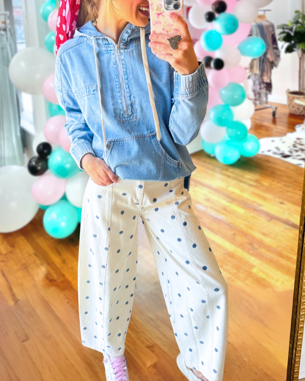 Polka Dot White Jeans