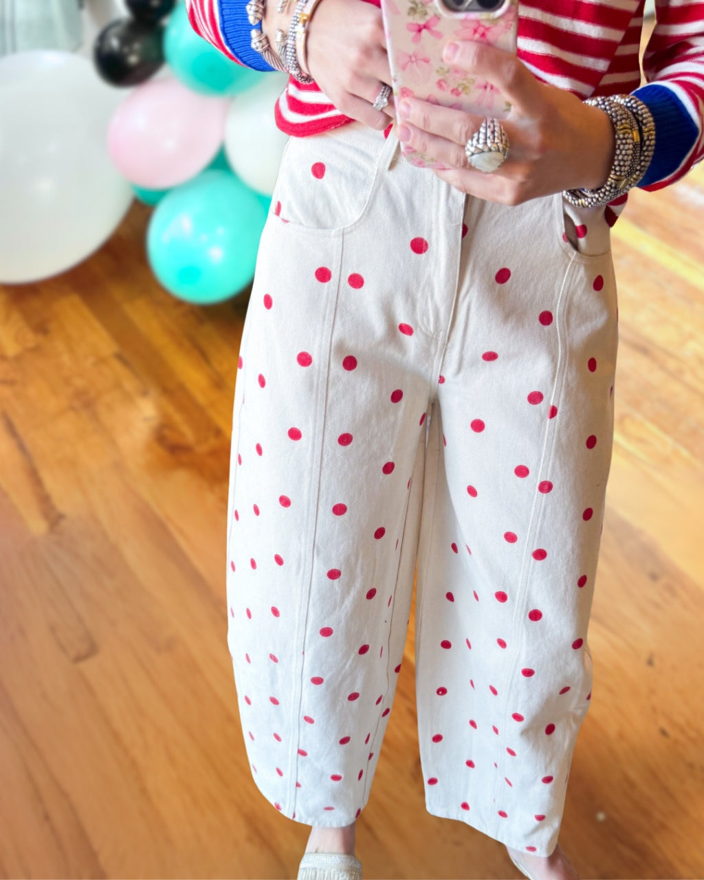 Polka Dot White Jeans