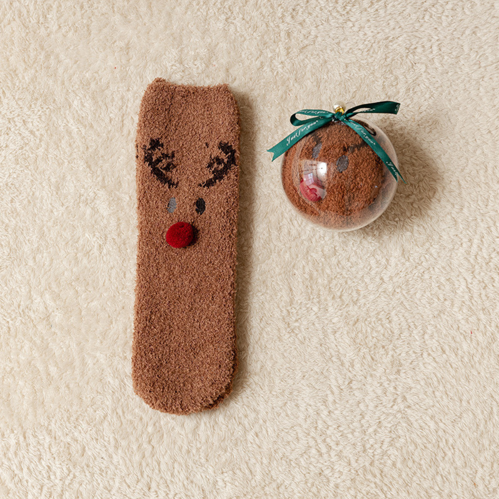 Christmas Trim Plush Socks
