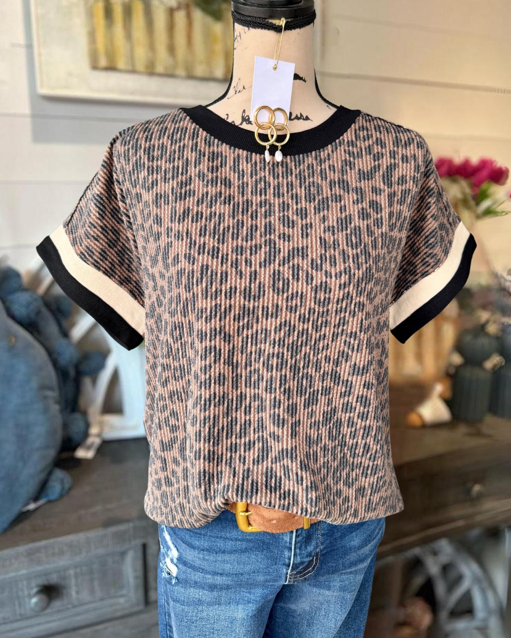 Twisted Ribbed Leopard T-shirt