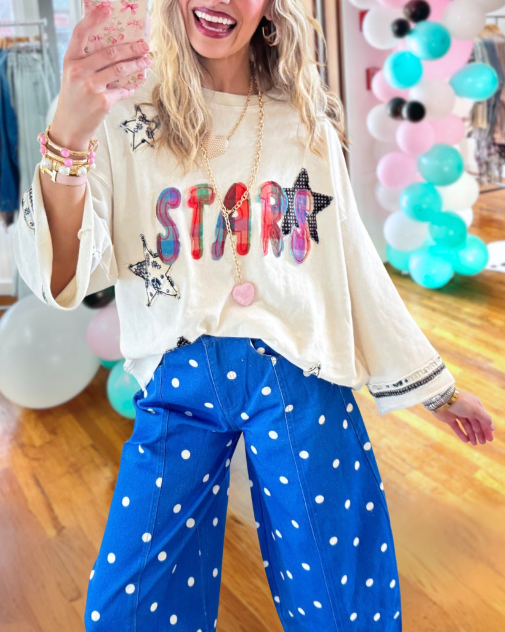 STARS Embroidered Patch Top