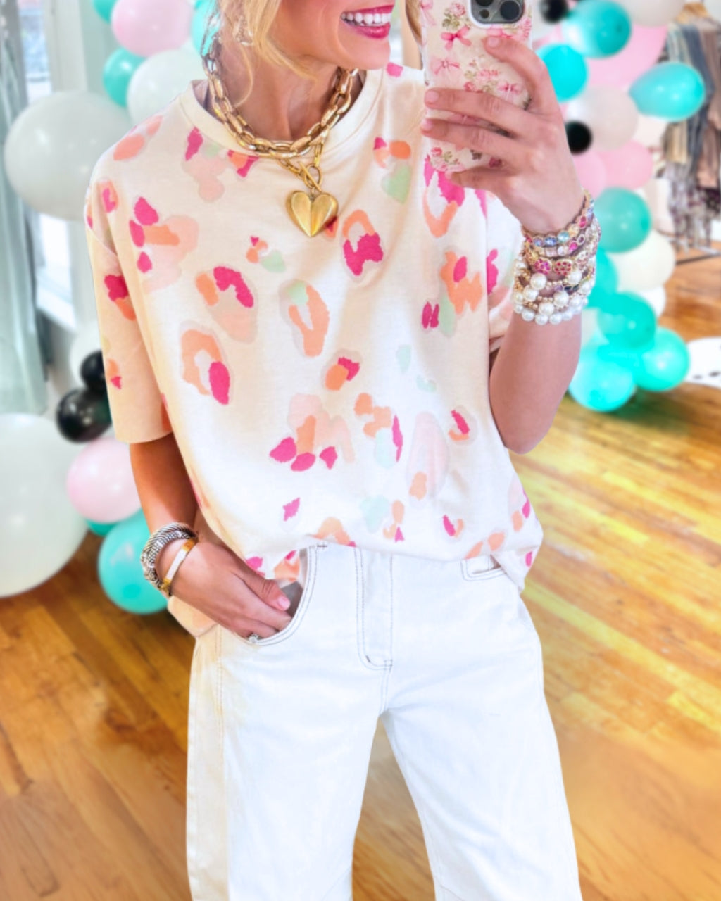 Colorful Leopard Crewneck T-Shirt