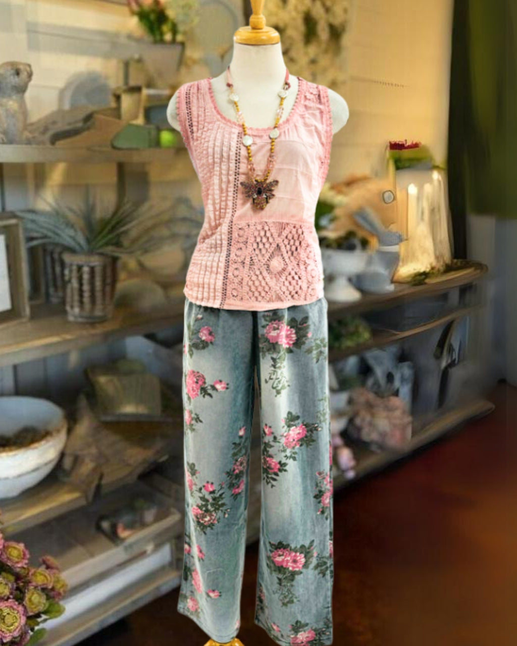 Vibrant Floral Washed Jeans