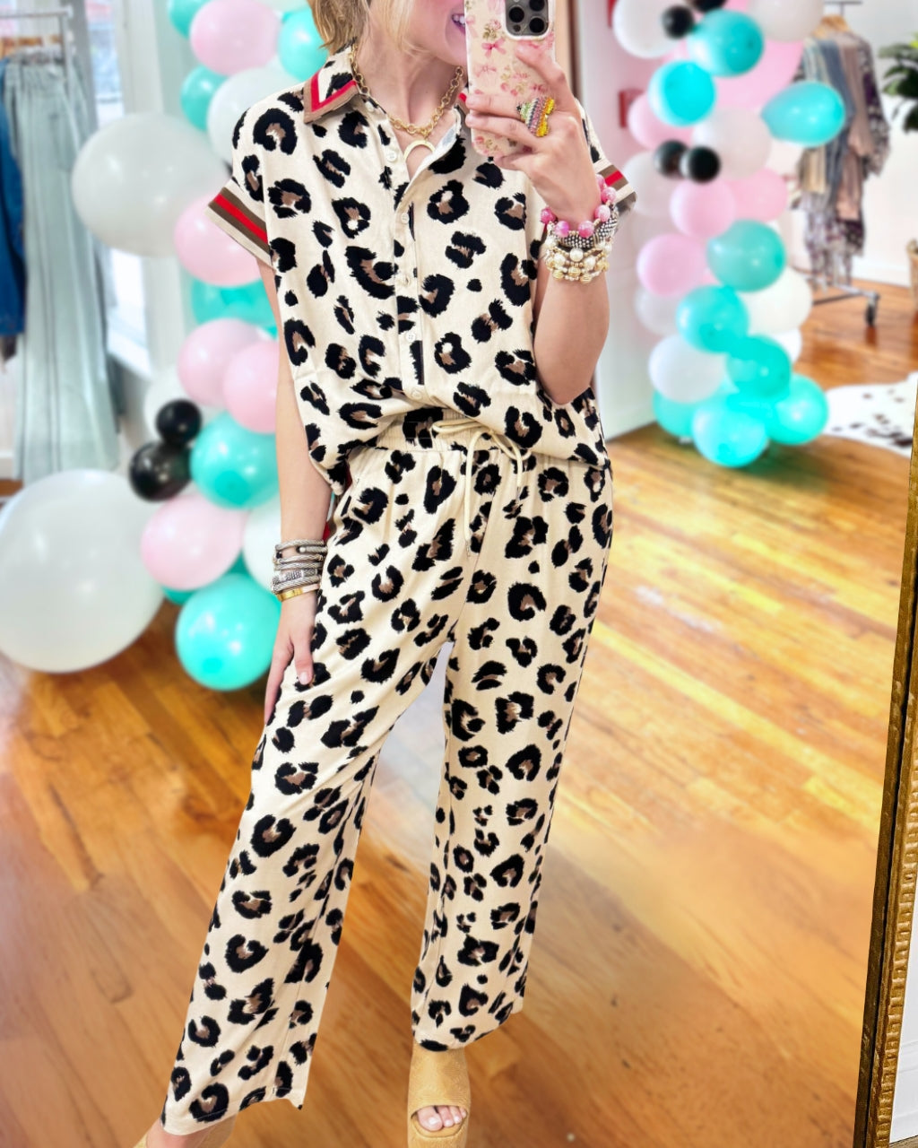 Trendy Leopard Satin Set