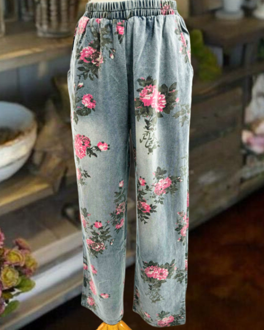 Vibrant Floral Washed Jeans