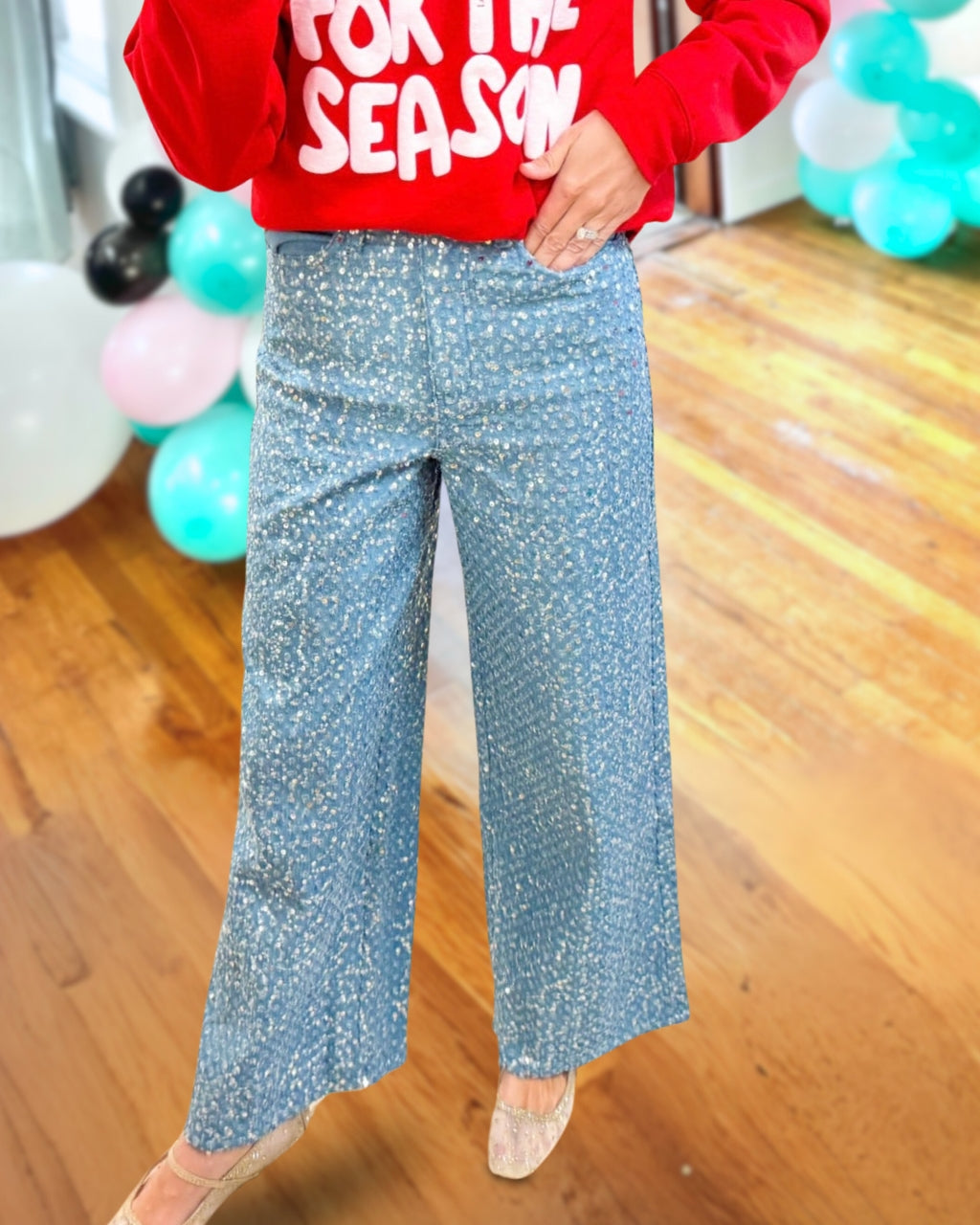 Sparkly Sequin Denim Jeans