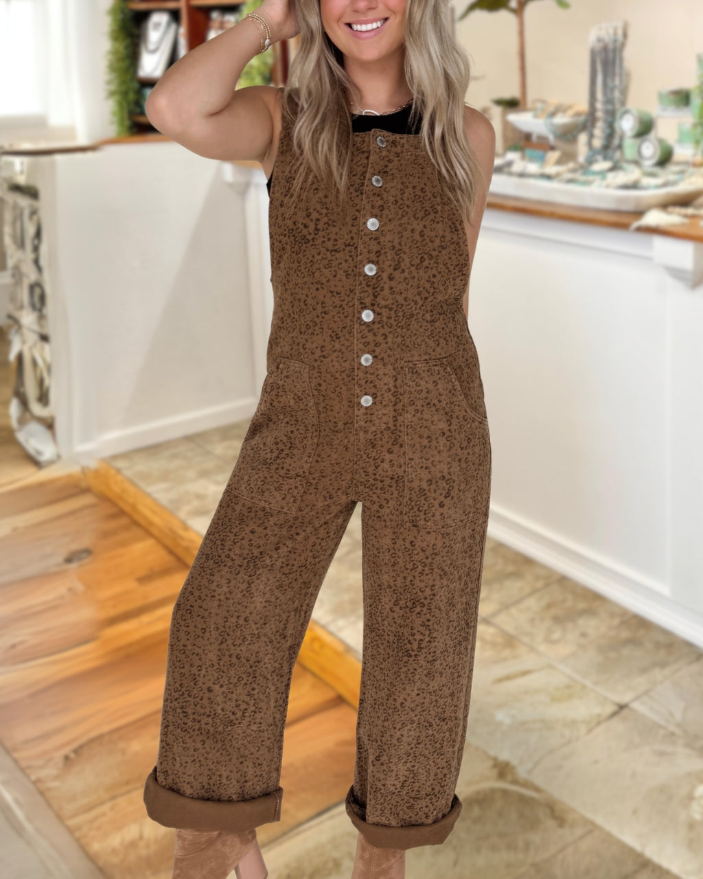 Stylish Leopard Sleeveless Jumpsuit