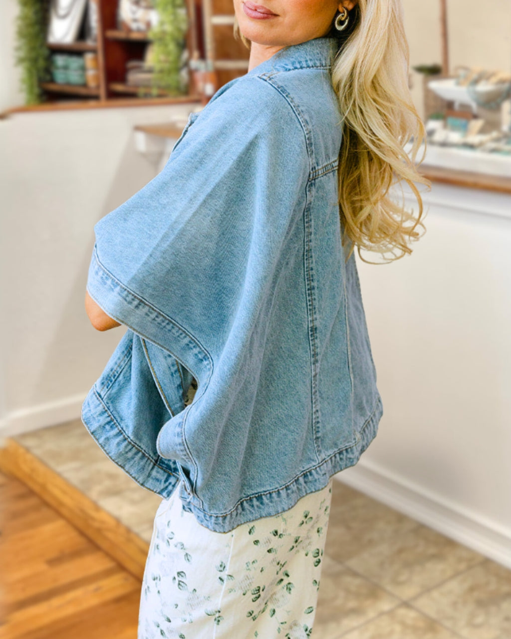 Chic Dolman Sleeve Denim Jacket