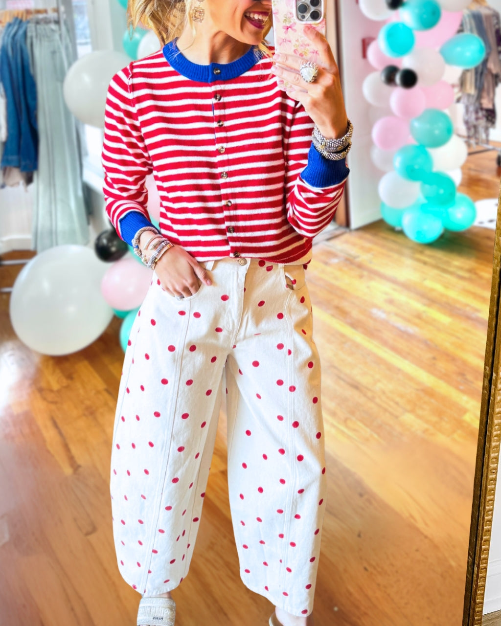 Polka Dot White Jeans